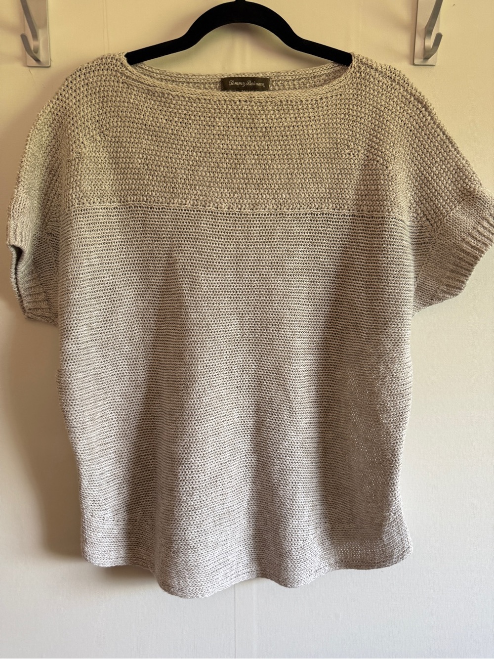 Tommy Bahama Linen Blend Knit Top Beige Dolman Sleeve Coastal M